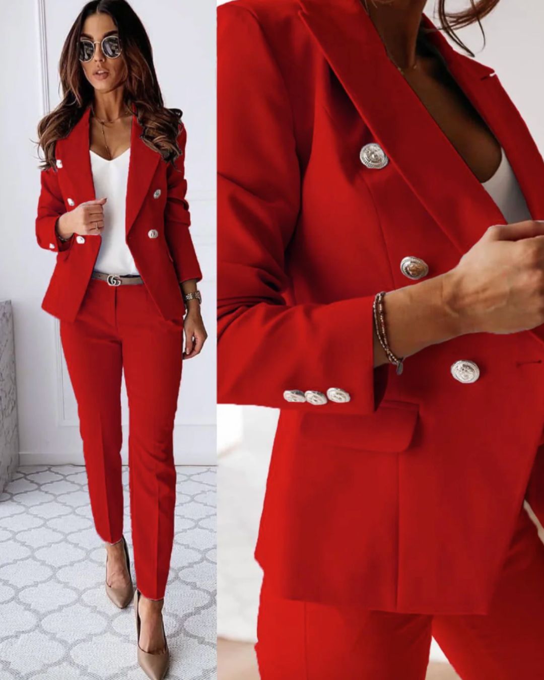 Women’s Double-Breasted Suit – Tailored Fit Blazer & Trousers